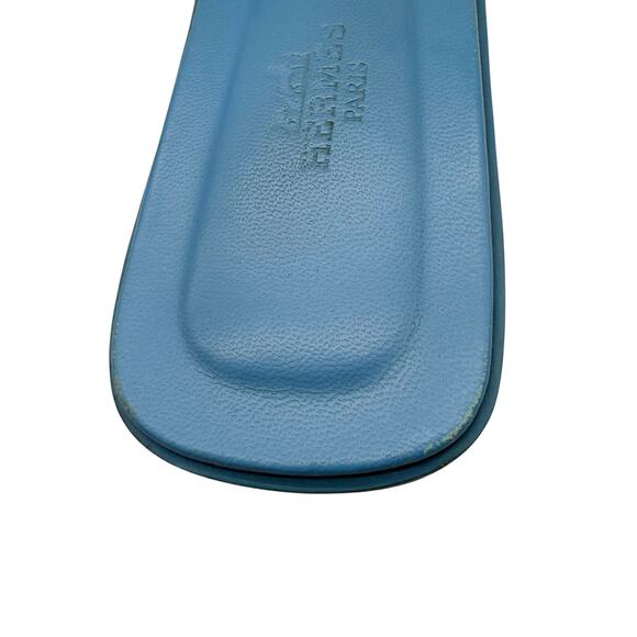 Hermes Oran Leather Sandals in Blue Celeste Size 38 - Picture 6 of 10